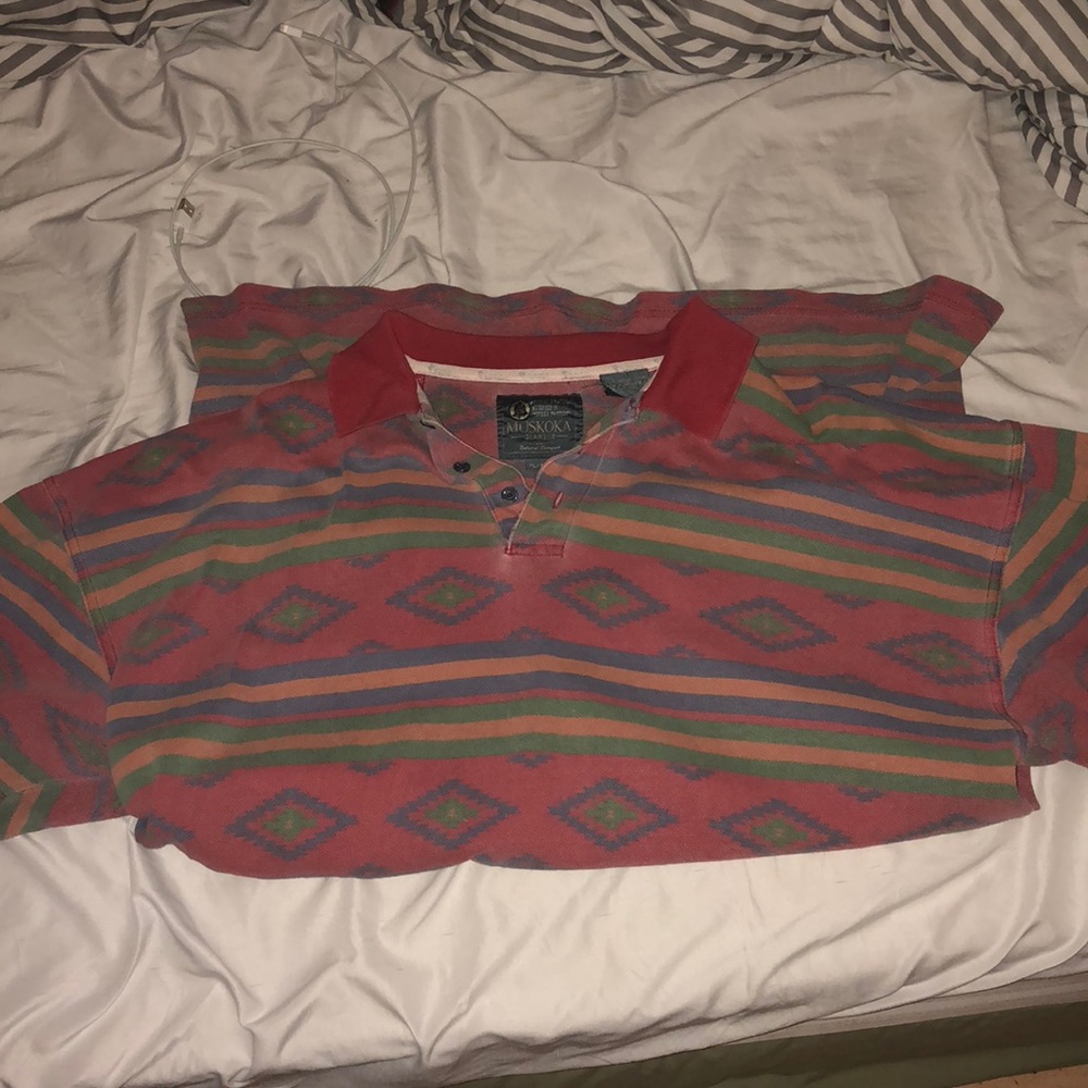 VINTAGE NAVAJO PRINT POLO - XL